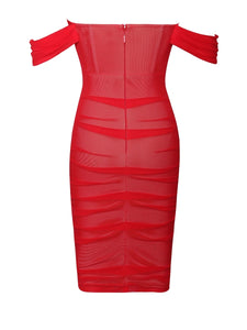 WESLEE OFF SHOULDER MESH CORSET DRESS