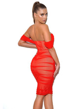 Load image into Gallery viewer, WESLEE OFF SHOULDER MESH CORSET DRESS