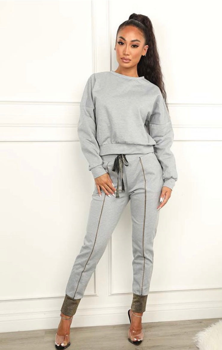 METALLIC JOGGER PANT SET