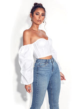 Load image into Gallery viewer, KALANI WHITE PUFF SLEEVE CORSET TOP