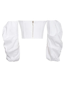 KALANI WHITE PUFF SLEEVE CORSET TOP