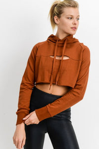 PEEKABOO CROP HOODIE SWEATSHIRT