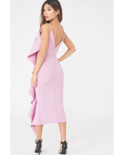 Load image into Gallery viewer, LAVISH ALICE ASYMMETRIC DRAPED FRILL MIDI DRESS