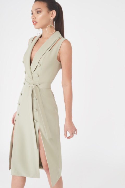LAVISH ALICE SLEEVELESS TUXEDO MIDI DRESS Arelia's Dream LAVISH ALICE SLEEVELESS TUXEDO MIDI DRESS Arelia's Dream