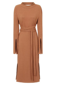 LAVISH ALICE KNIT OPEN BACK MIDI DRESS