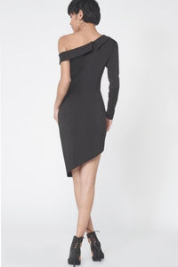 LAVISH ALICE ASYMMETRIC TUXEDO MINI DRESS