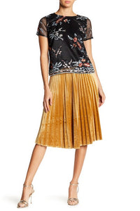 DARLA PLEATED VELVET SKIRT