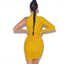 Load image into Gallery viewer, STARLIGHT GOLD METALLIC ONE SLEEVE DRESS