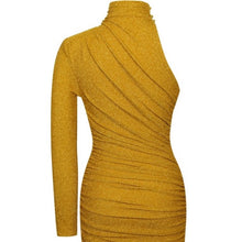 Load image into Gallery viewer, STARLIGHT GOLD METALLIC ONE SLEEVE DRESS
