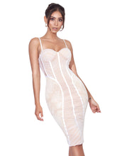 Load image into Gallery viewer, MARLEY WHITE LACE MESH MIDI DRESS