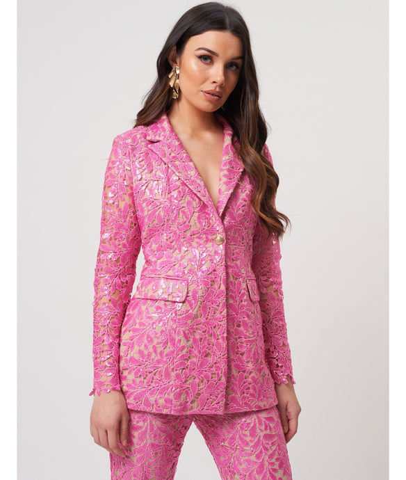 KIMBERLEY FLORAL LACE SEQUIN SUIT JACKET