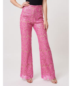 LANA FLORAL LACE SEQUIN TROUSERS