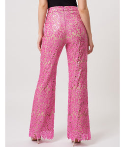 LANA FLORAL LACE SEQUIN TROUSERS