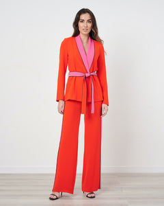 JAGGER BLAZER WITH CONTRAST BELT AND LAPEL