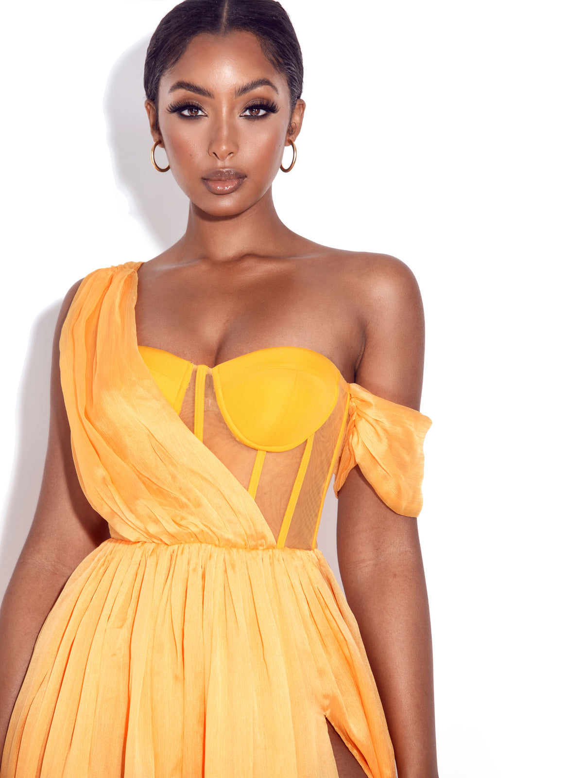 orange corset maxi dress orange long dress Long Sequin-Pattern Corset-Back Prom Dress -parroquiadesanalbertomagno.com