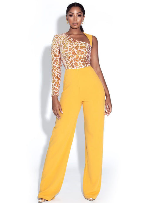 RHEANNA SEQUINED ONE SLEEVE JUMPSUIT