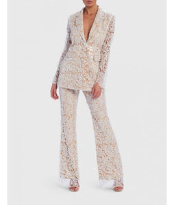 SERENA FLORAL SEQUIN SHEER BLAZER JACKET