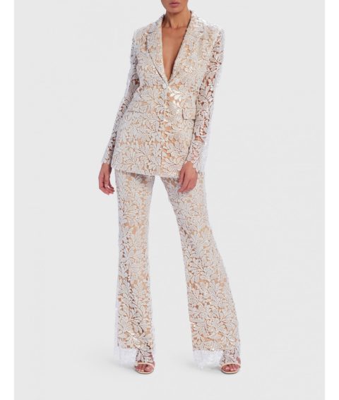 SERENA FLORAL SEQUIN SHEER BLAZER JACKET