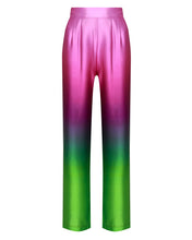 Load image into Gallery viewer, PURPLE GREEN OMBRE SATIN WIDE LEG TROUSER