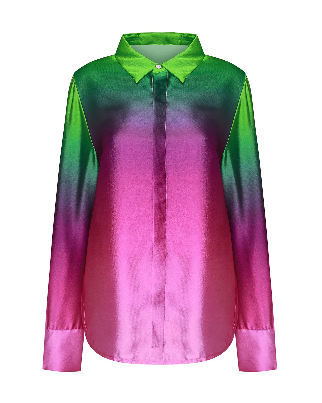 Purple and Green Ombre Satin Blouse