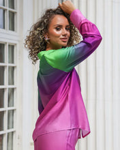 Load image into Gallery viewer, PURPLE GREEN OMBRE SATIN BLOUSE