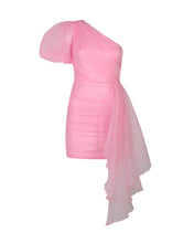 Load image into Gallery viewer, PINK TULLE ONE SHOULDER MINI DRESS WITH SASH DETAIL