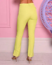 Load image into Gallery viewer, APPLE GREEN SPLIT FRONT TAILORED SLIM LEG TROUSER