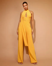 Load image into Gallery viewer, MANGO DRAPED JERSEY JUMPSUIT WITH SASH DETAIL