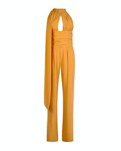 Load image into Gallery viewer, MANGO DRAPED JERSEY JUMPSUIT WITH SASH DETAIL