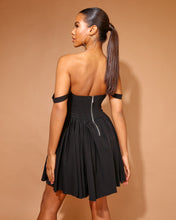 Load image into Gallery viewer, BLACK BENGALINE CORSET DRESS WITH FULL SKIRT