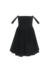 Load image into Gallery viewer, BLACK BENGALINE CORSET DRESS WITH FULL SKIRT