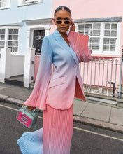 Load image into Gallery viewer, PINK &amp; BLUE OMBRE FITTED BLAZER WITH PLEATED SLEEVE DETAIL