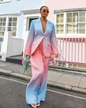 Load image into Gallery viewer, PINK &amp; BLUE OMBRE PLEATED WIDE LEG TROUSER