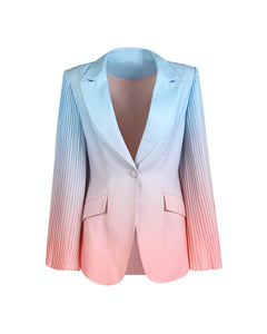 PINK & BLUE OMBRE FITTED BLAZER WITH PLEATED SLEEVE DETAIL