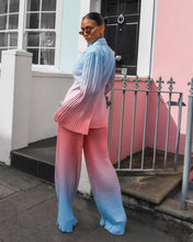 Load image into Gallery viewer, PINK &amp; BLUE OMBRE PLEATED WIDE LEG TROUSER