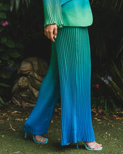 Load image into Gallery viewer, BLUE AND GREEN OMBRE PLEATED WIDE LEG TROUSER