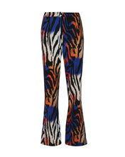 Load image into Gallery viewer, BLUE AND ORANGE ZEBRA PRINT FLARED TROUSER