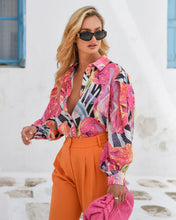Load image into Gallery viewer, MARBLE ZEBRA PRINT SHIRT WITH BALLOON SLEEVES
