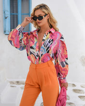 Load image into Gallery viewer, MARBLE ZEBRA PRINT SHIRT WITH BALLOON SLEEVES