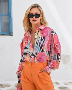 MARBLE ZEBRA PRINT SHIRT WITH BALLOON SLEEVES
