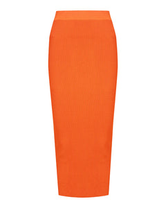 ORANGE KNITTED MIDI SKIRT