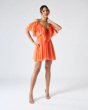 Load image into Gallery viewer, ORANGE TULLE TIERED RUFFLE SKATER DRESS