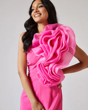 Load image into Gallery viewer, PINK ONE SHOULDER JUMPSUIT WITH ORGANZA RUFFLE DETAIL