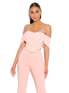 TIA SALMON PINK OFF SHOULDER CORSET TOP