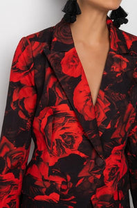 RED FLORAL PANT SUIT