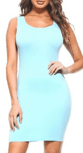 NECKLINE BODYCON DRESS AQUA