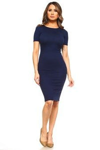 BASIC BODYCON MIDI DRESS NAVY