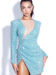 YUNA LONG SLEEVE SEQUINED DRESS